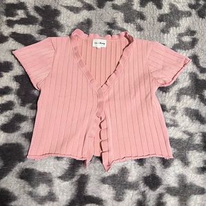 Pink slip down crop top